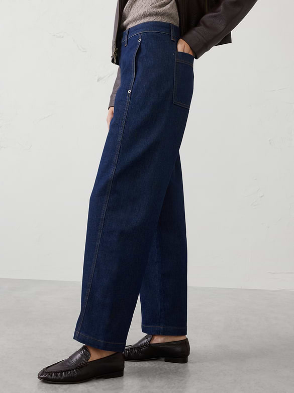 Barrel-Leg Mid-Rise Seamed Jean