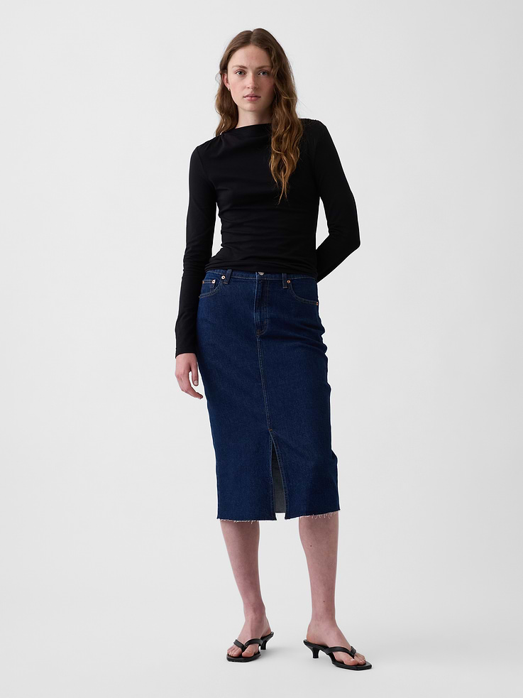 Image number 2 showing, CloseKnit Jersey Funnel-Neck Ruched T-Shirt