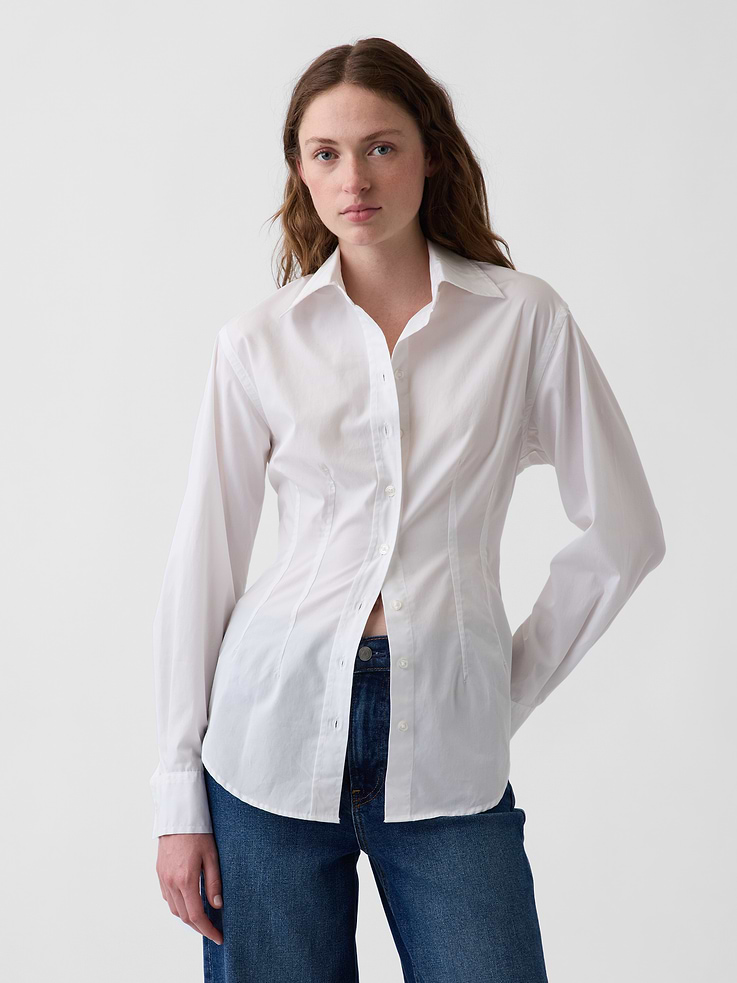 Image number 1 showing, Organic Cotton Poplin Fitted Shirt
