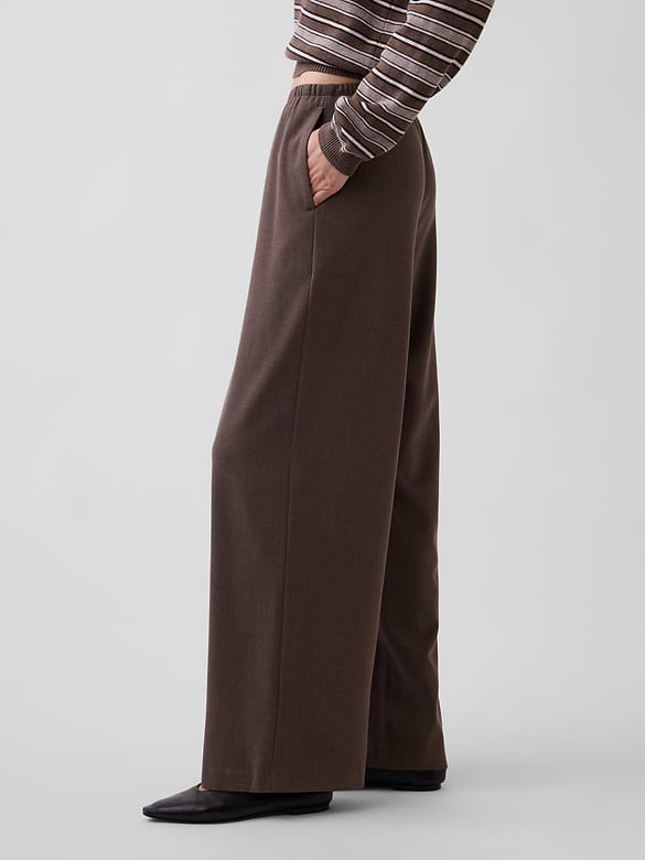 Brushed Twill Easy Wide-Leg Pants
