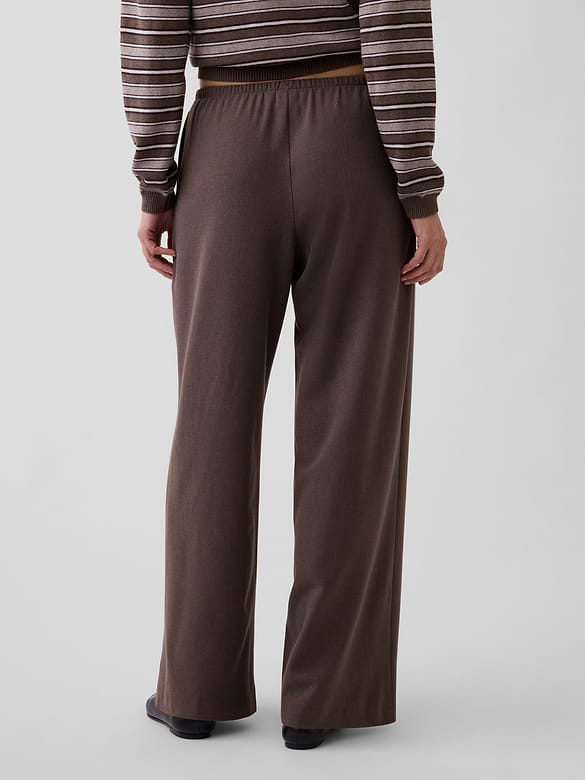 Brushed Twill Easy Wide-Leg Pants