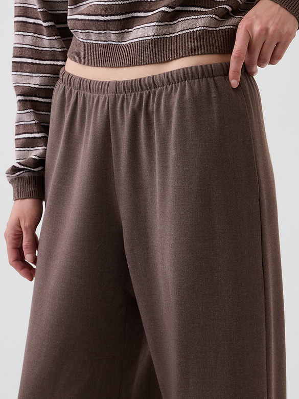 Brushed Twill Easy Wide-Leg Pants