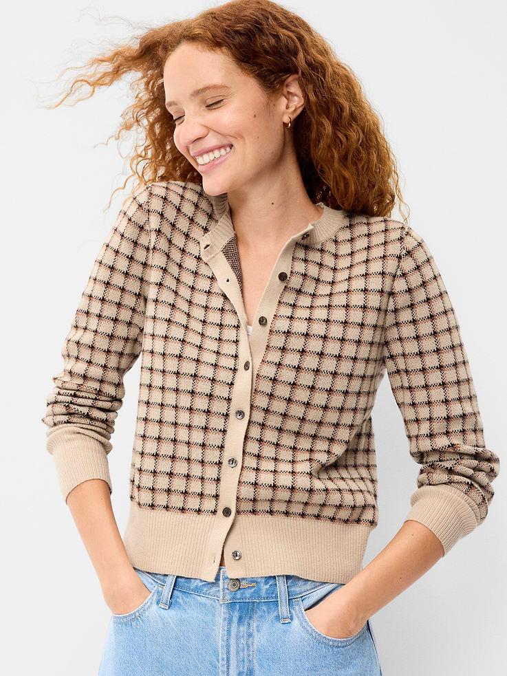 Image number 1 showing, SoSoft Cotton Crew-Neck Cardigan Sweater