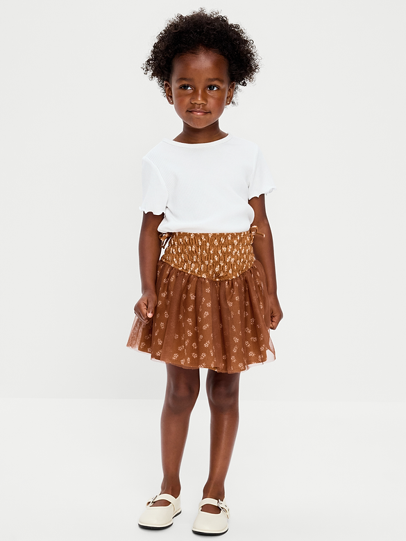 Western Smocked Tulle Skirt for Toddler Girls