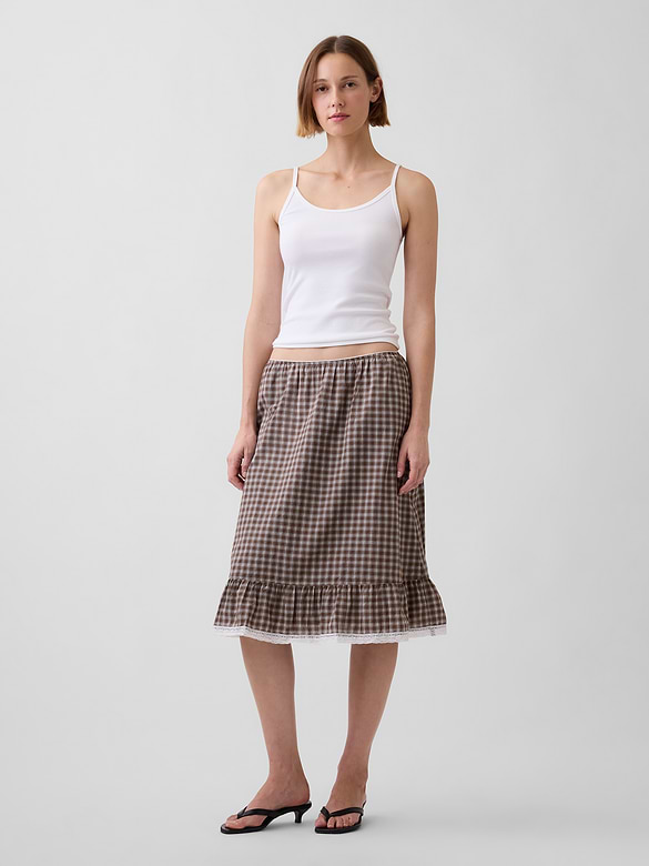 Ruffle-Hem Easy Knee-Length Skirt