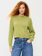 Image number 1 showing, SoSoft Cotton Crew-Neck Cropped Sweater