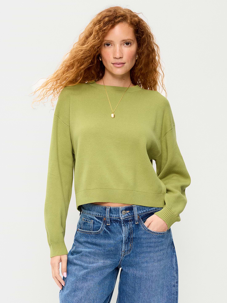 Image 1 of 3, crew neck, long sleeves, drop shoulders, Product #903774