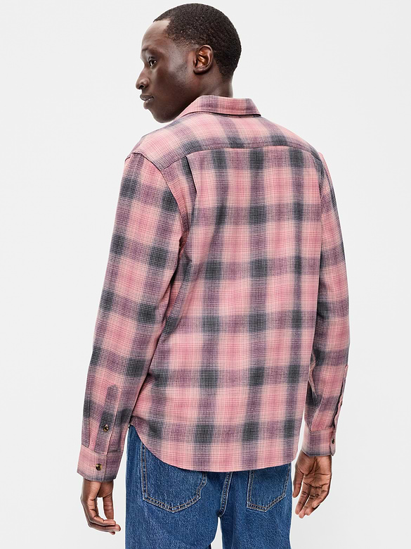 Relaxed Long-Sleeve Plaid Flannel Pocket Shirt