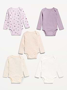 Image number 2 showing, Long-Sleeve Bodysuit 5-Pack for Baby