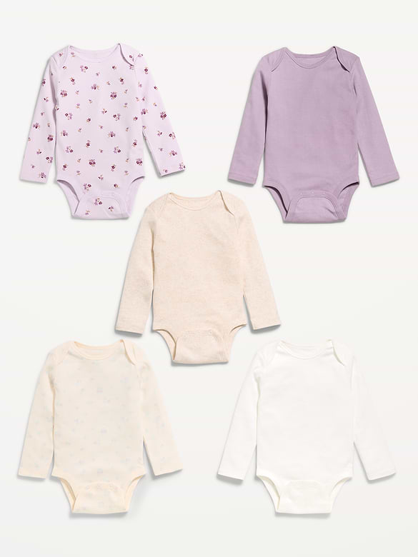 Cache-couche à manches longues pour bébé (paquet de 5)