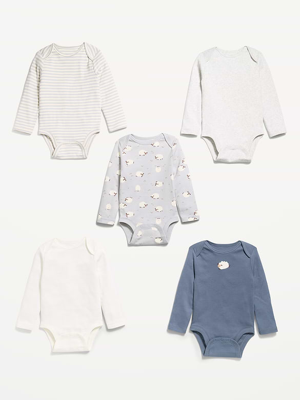 Cache-couche à manches longues pour bébé (paquet de 5)