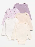 Image number 1 showing, Long-Sleeve Bodysuit 5-Pack for Baby