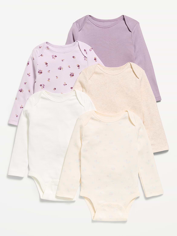 Cache-couche à manches longues pour bébé (paquet de 5)