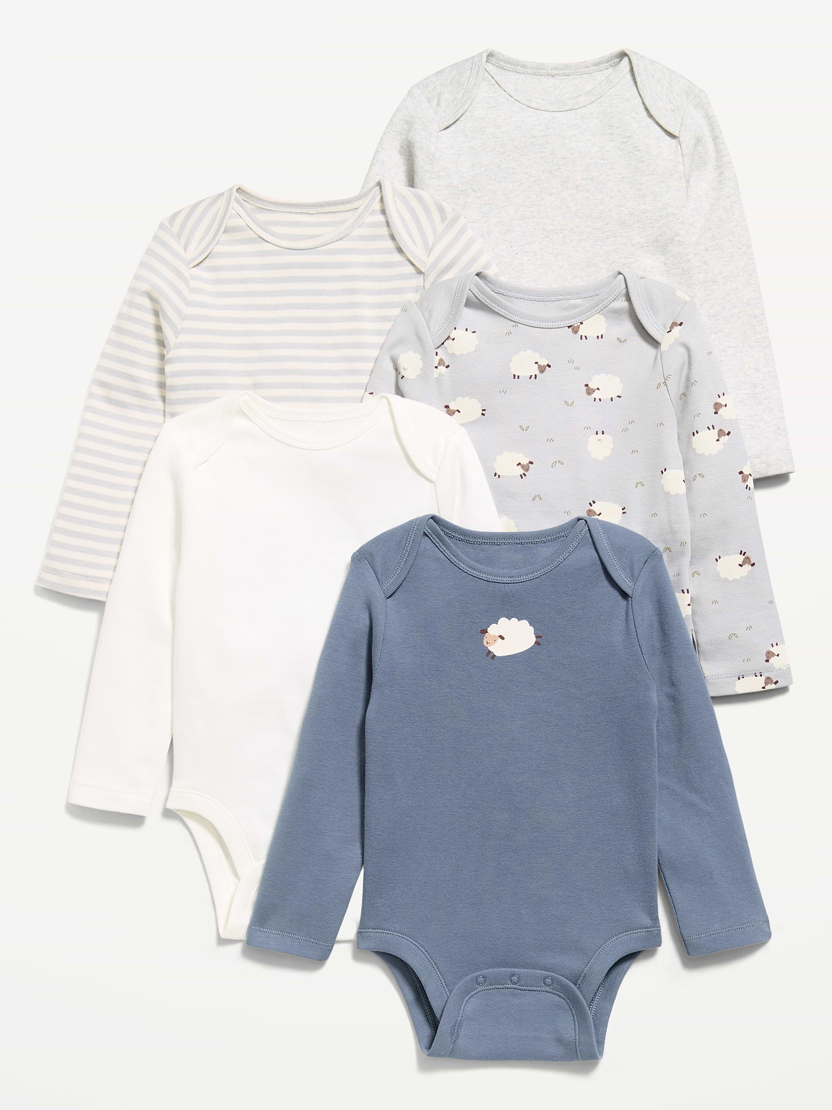 Image number 1 showing, Long-Sleeve Bodysuit 5-Pack for Baby