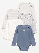 Image number 1 showing, Long-Sleeve Bodysuit 5-Pack for Baby