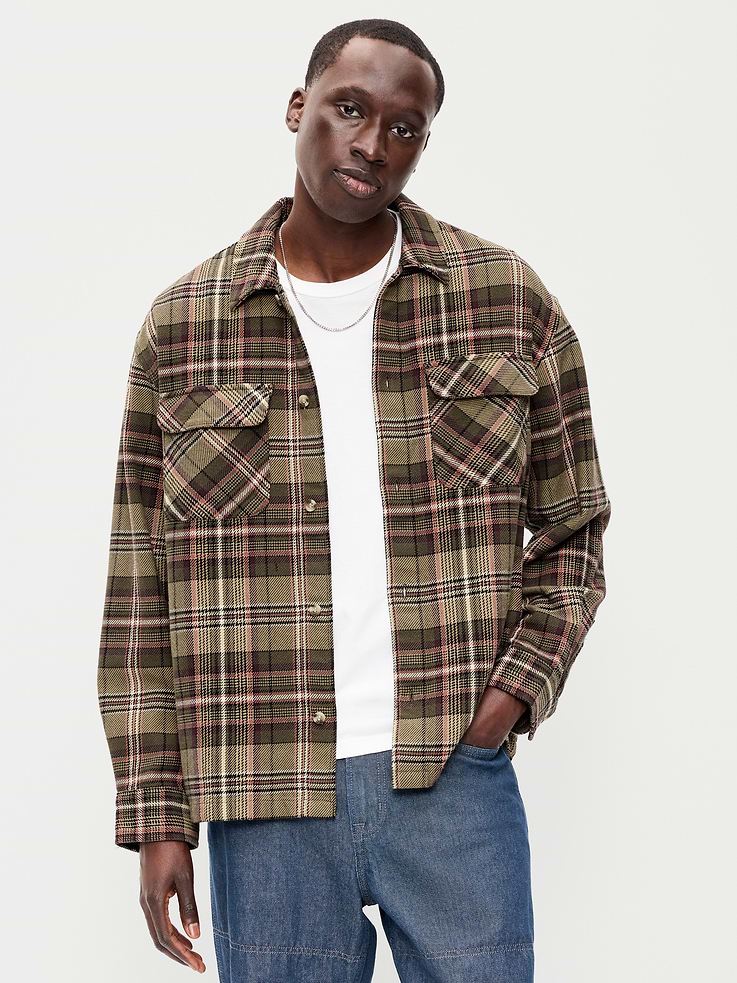 Image number 1 showing, Long-Sleeve Heavyweight Plaid Flannel Pocket Shirt