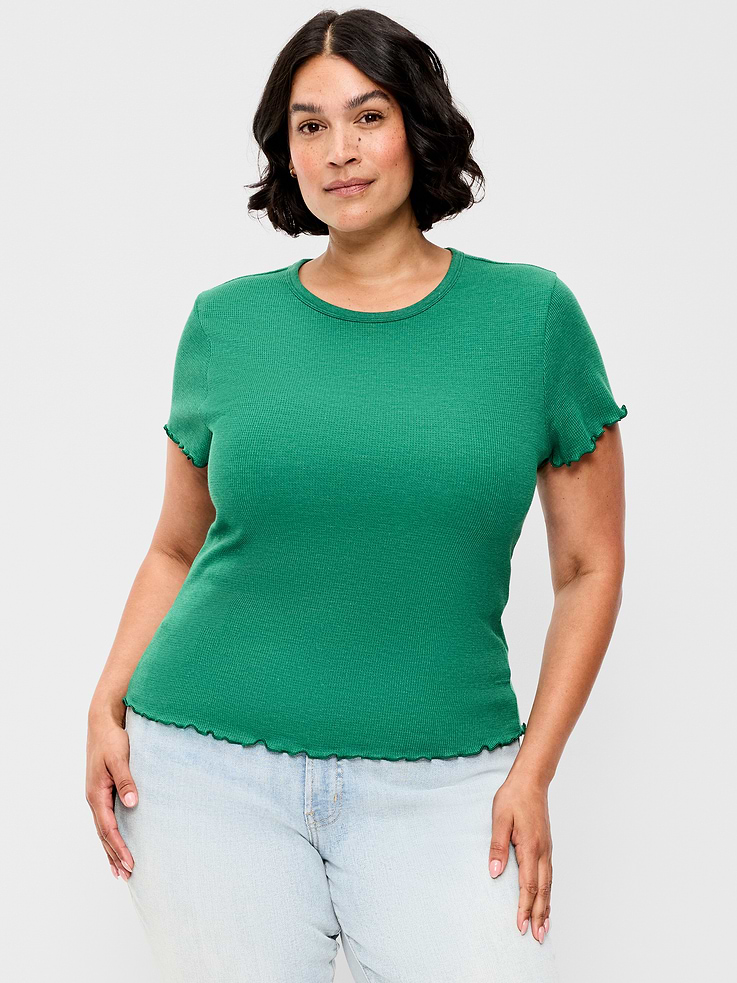Image number 6 showing, Fitted Waffle-Knit Cropped T-Shirt