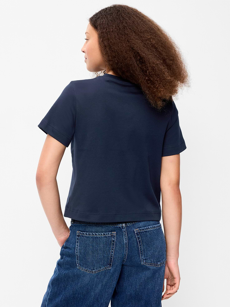 L'image numéro 2 présente T-shirt ras du cou court en tissu épais