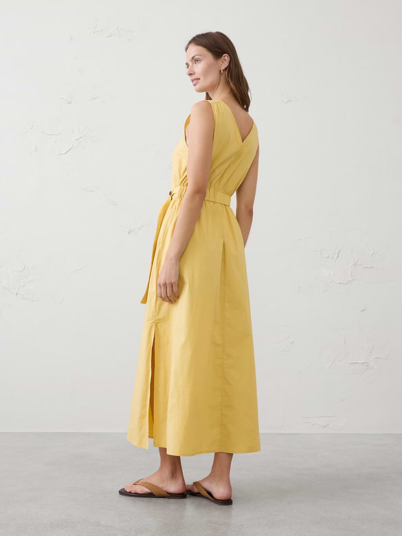 Poplin Belted Maxi Dress