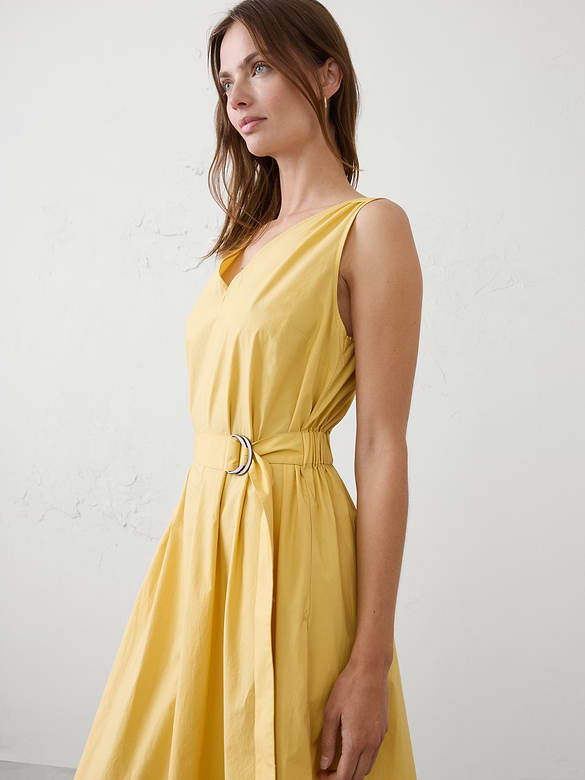 Poplin Belted Maxi Dress