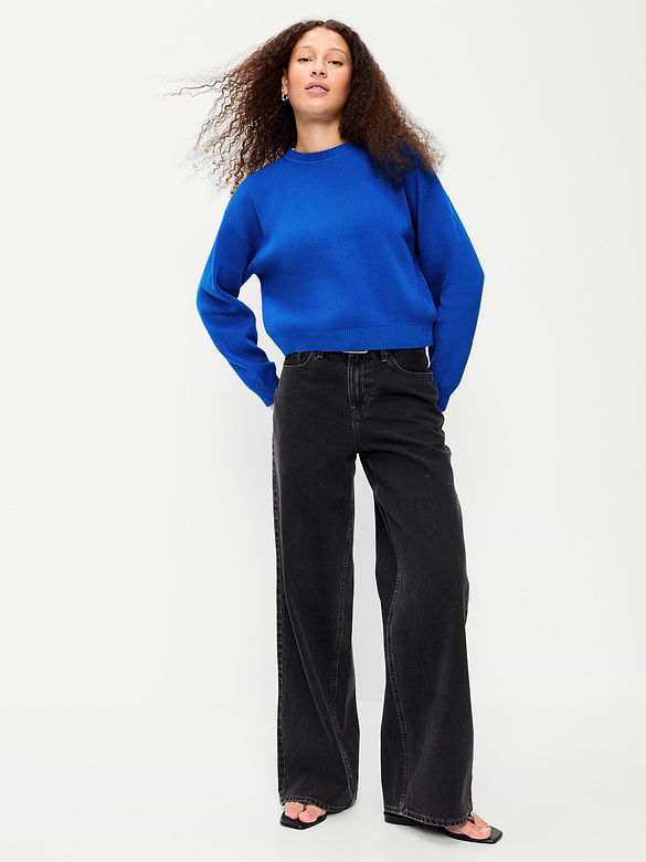 SoSoft Cotton Crew-Neck Cropped Sweater