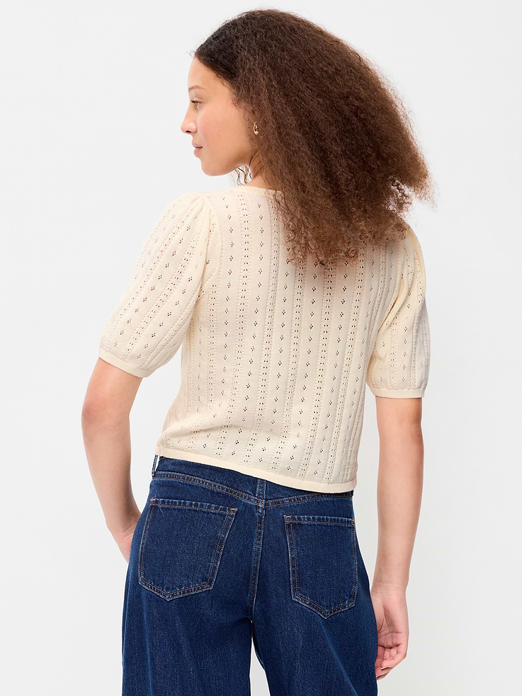 Image number 2 showing, Seaside Cotton Short-Sleeve Button-Down Sweater