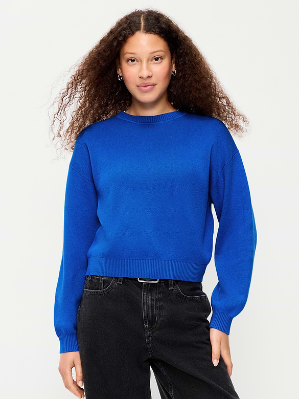 SoSoft Cotton Crew-Neck Cropped Sweater
