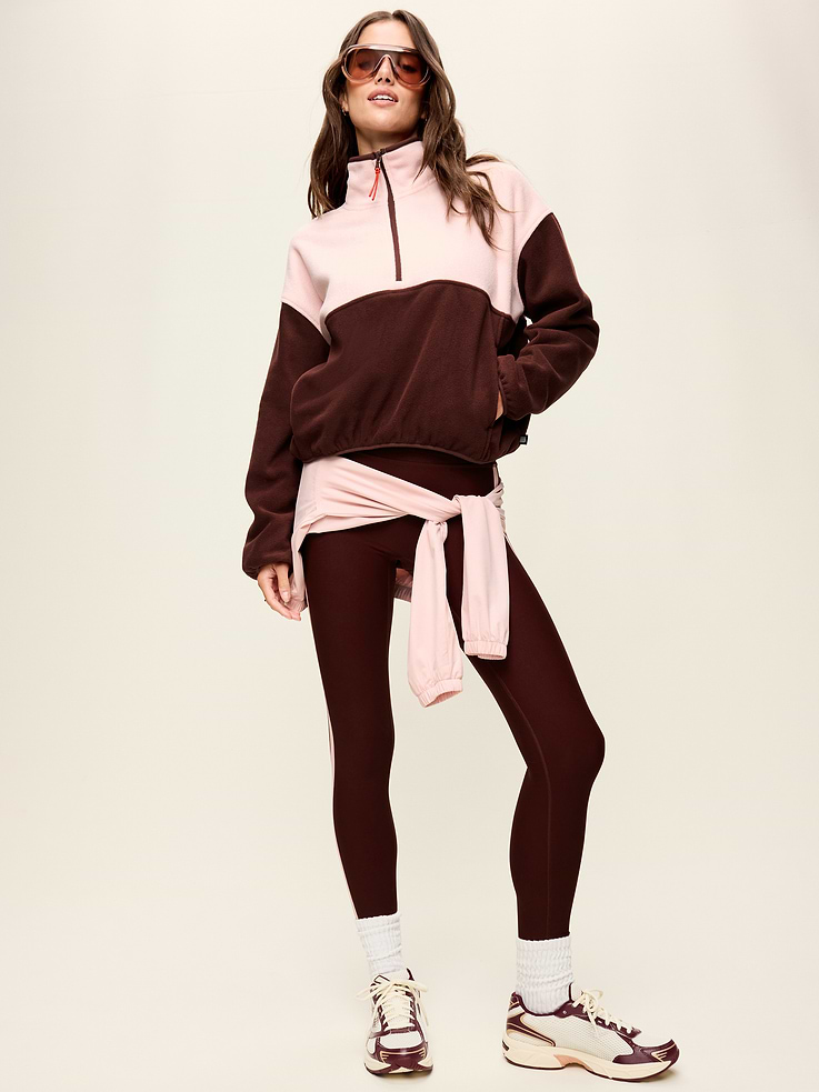 Image number 3 showing, Oversized Half-Zip Cropped Fleece Sweatshirt