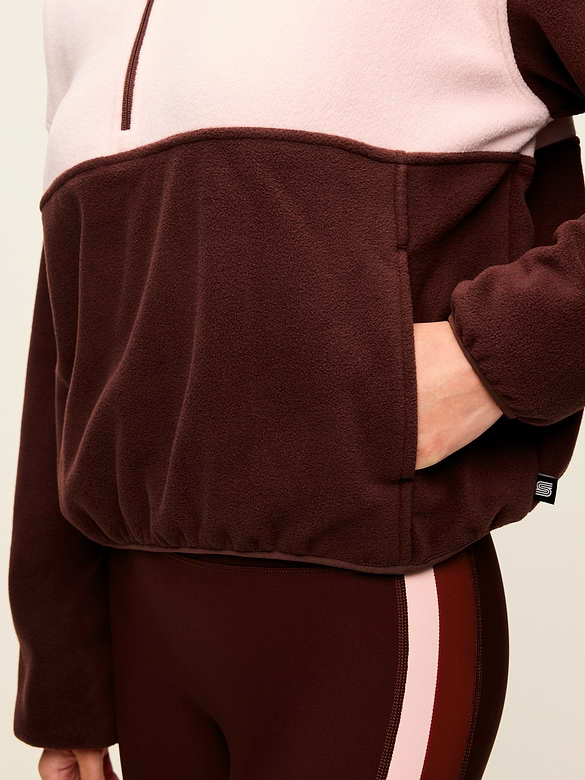 Oversized Half-Zip Cropped Fleece Sweatshirt