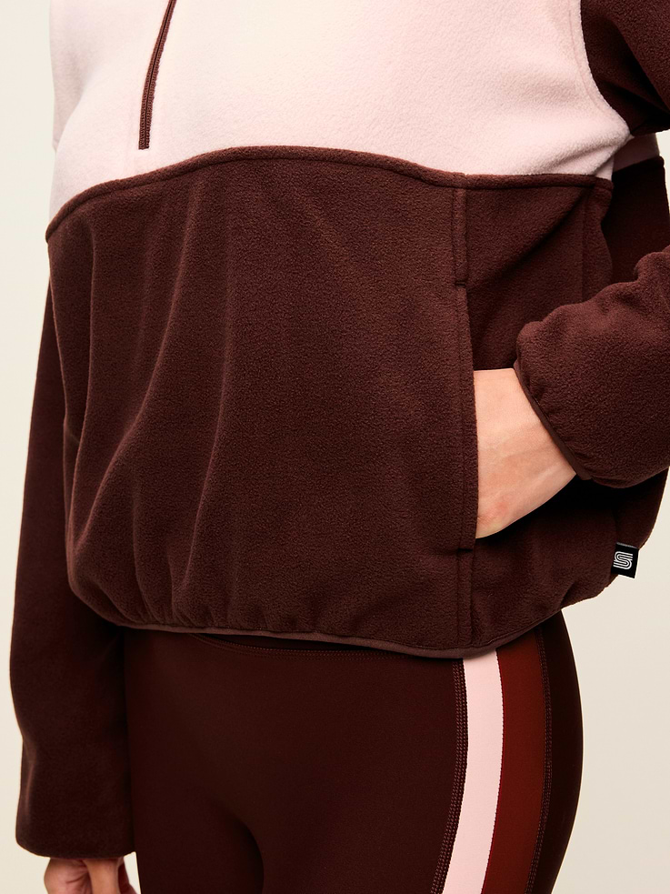 Image number 4 showing, Oversized Half-Zip Cropped Fleece Sweatshirt