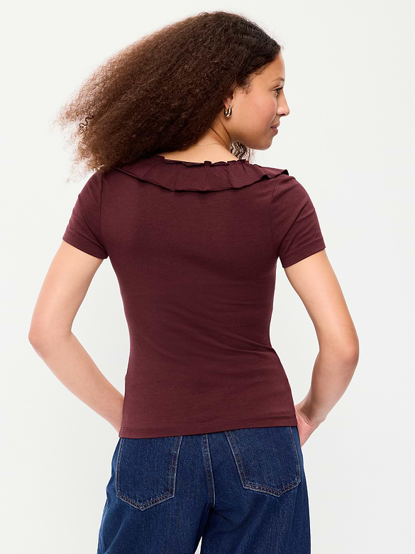 Lettuce-Edge Scoop-Neck Top