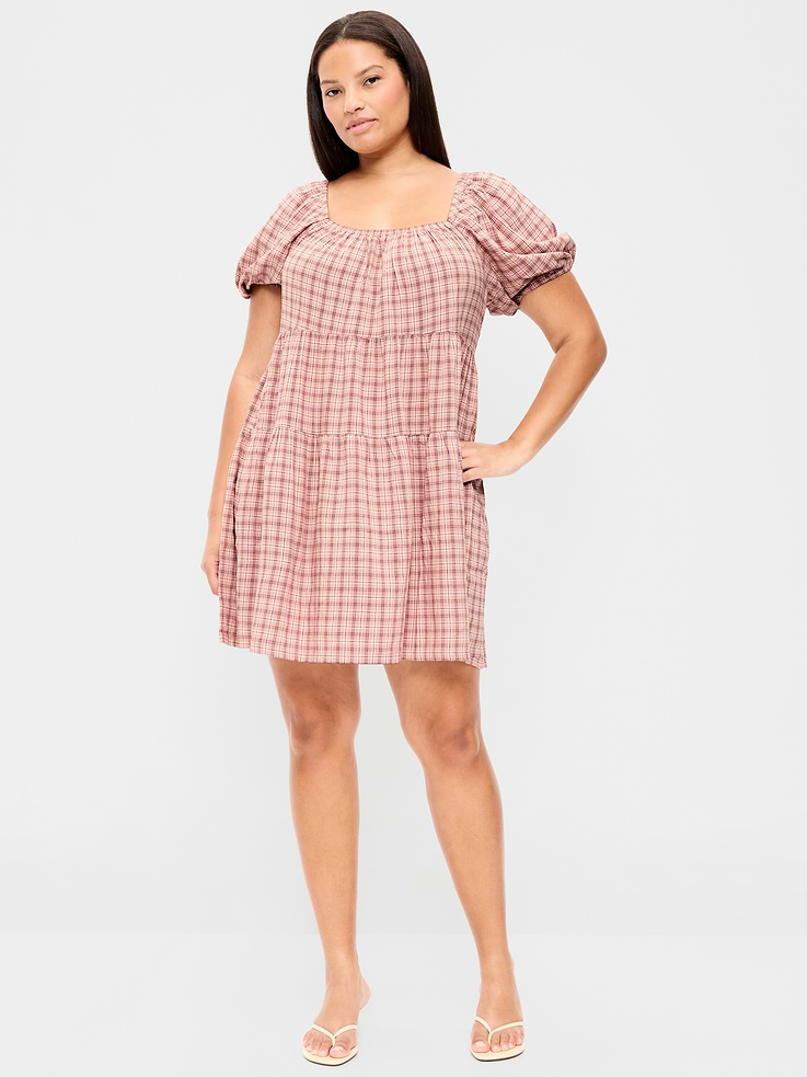 Image number 7 showing, Puff-Sleeve Smocked Mini Swing Dress