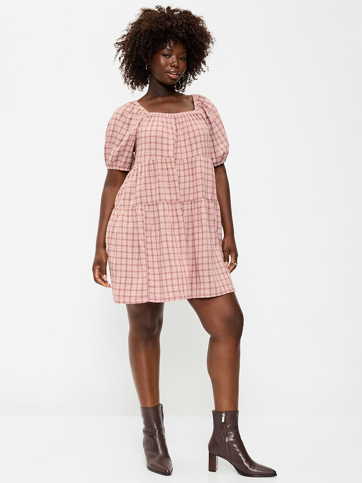 Image number 5 showing, Puff-Sleeve Smocked Mini Swing Dress