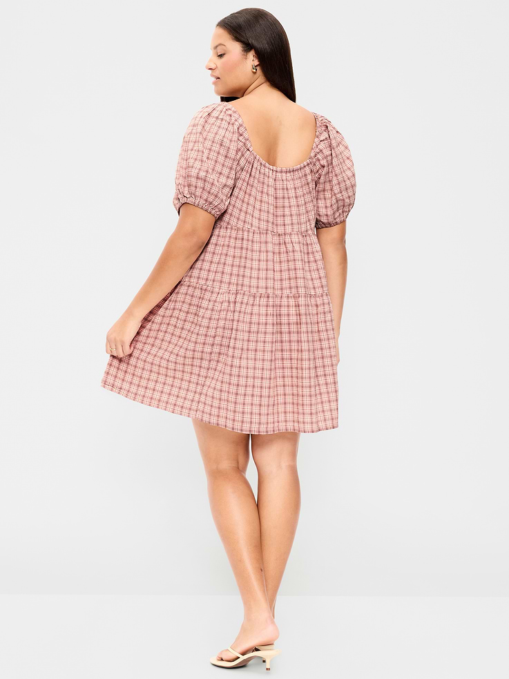 Image number 8 showing, Puff-Sleeve Smocked Mini Swing Dress