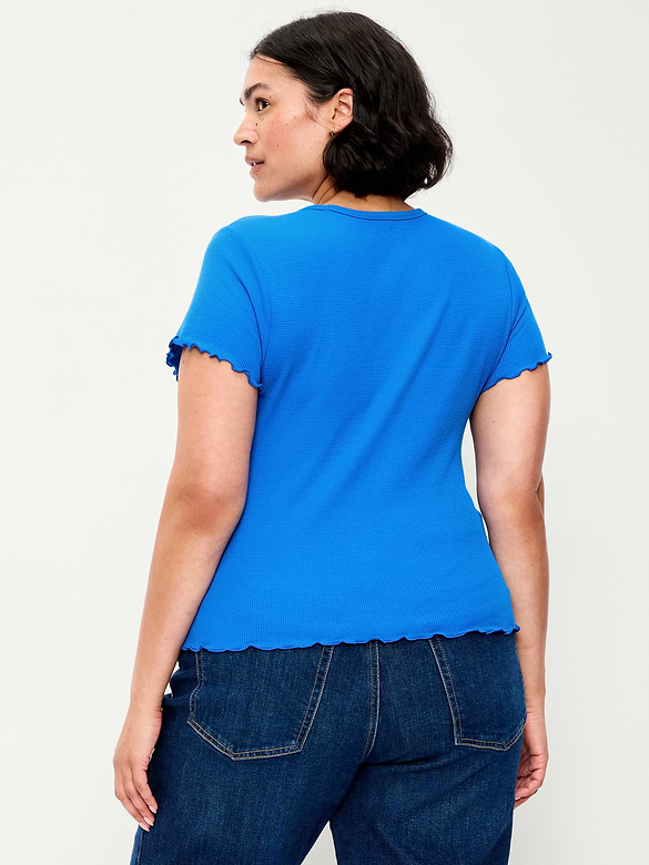 Fitted Waffle-Knit Cropped T-Shirt