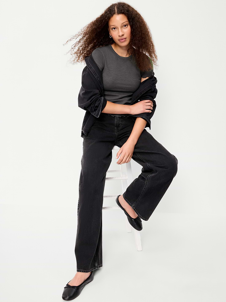 Image number 3 showing, Fitted Waffle-Knit Cropped T-Shirt