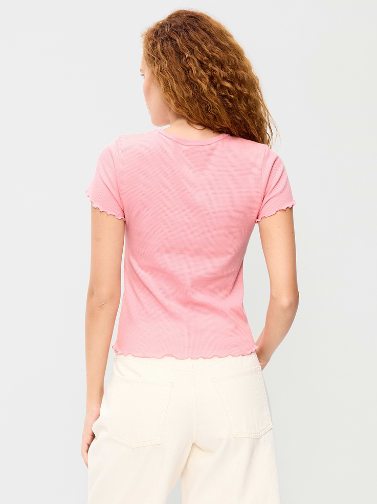 Image number 2 showing, Fitted Waffle-Knit Cropped T-Shirt