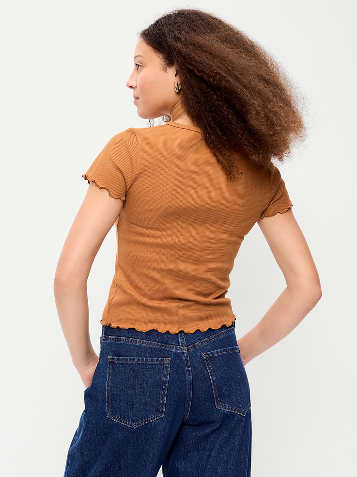 Image number 2 showing, Fitted Waffle-Knit Cropped T-Shirt