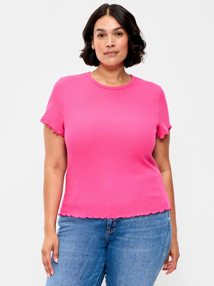 Image number 8 showing, Fitted Waffle-Knit Cropped T-Shirt
