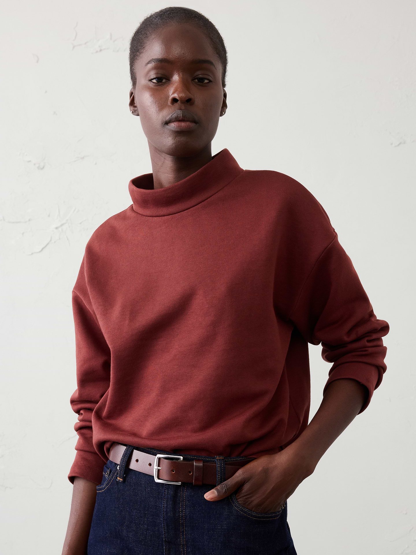 Image number 1 showing, Fleece Mock-Neck Sweatshirt