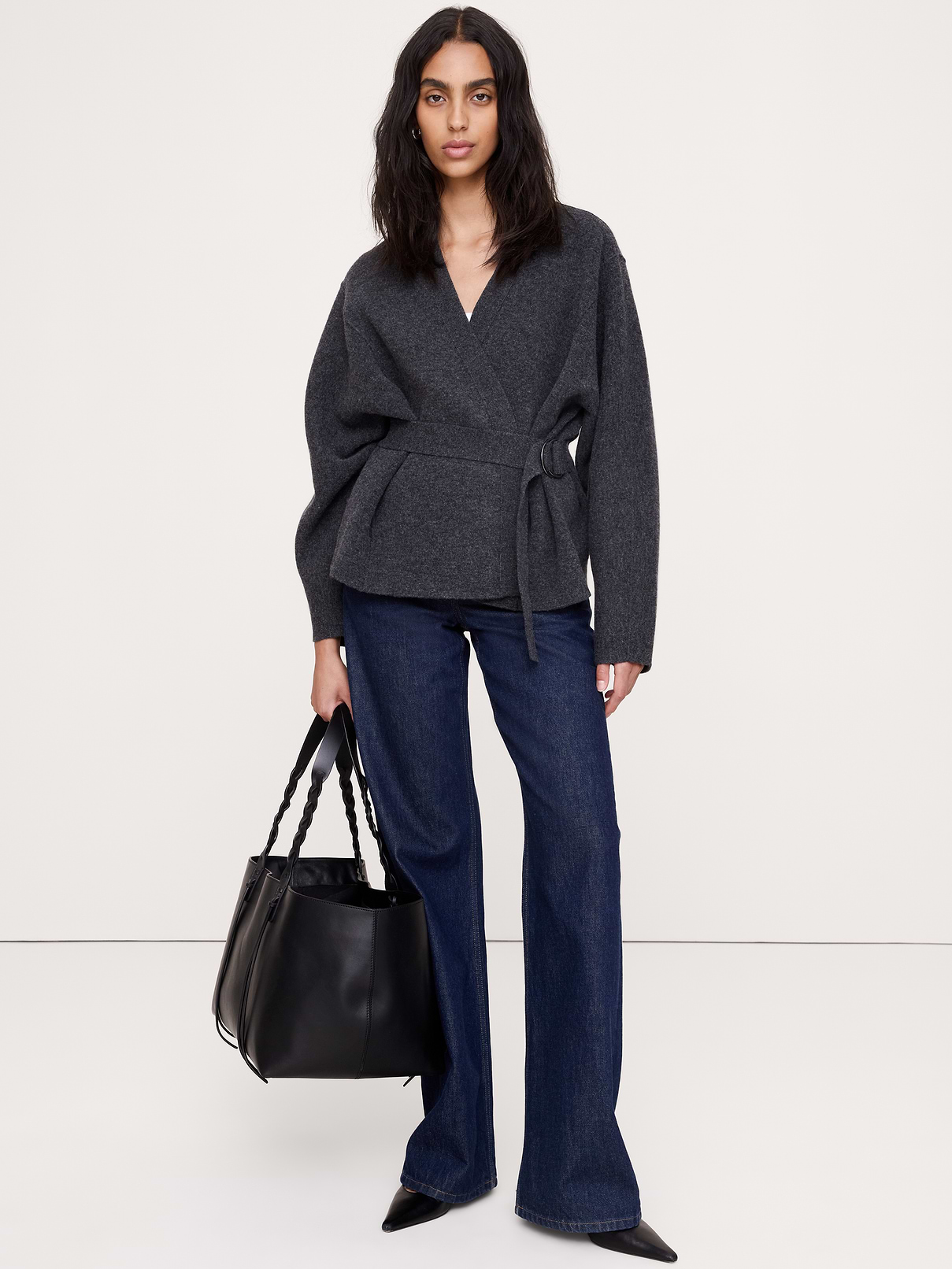 Felted Wool Belted Cardigan