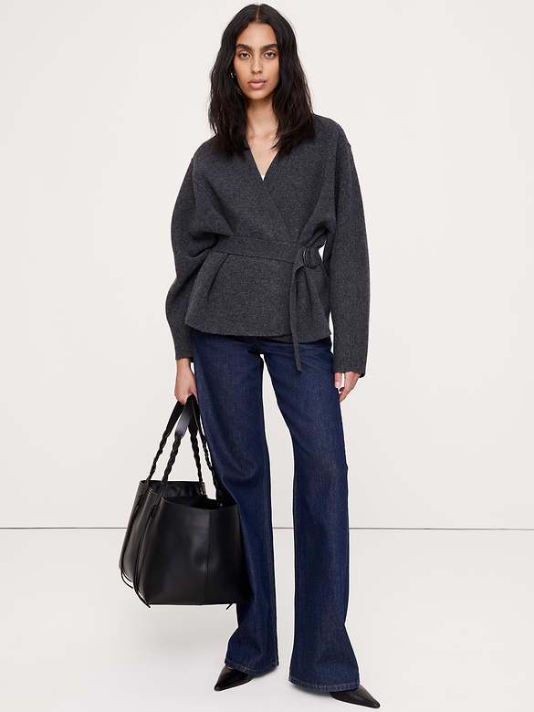 Felted Wool Belted Cardigan