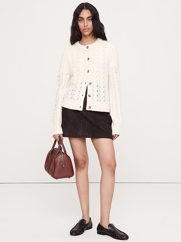 Merino-Yak Cable-Knit Cardigan