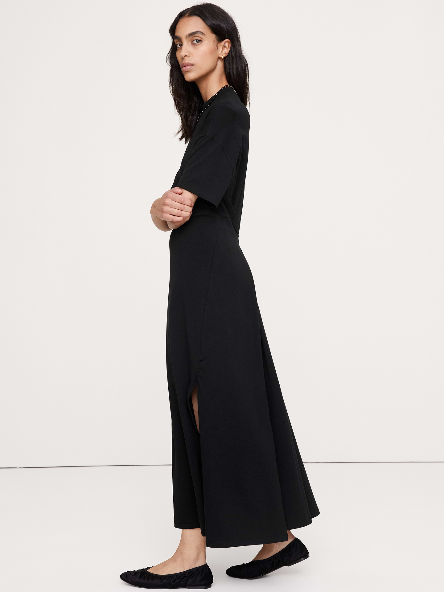 Image number 6 showing, Oversized Stretch-Cotton Tie-Waist Midi Dress