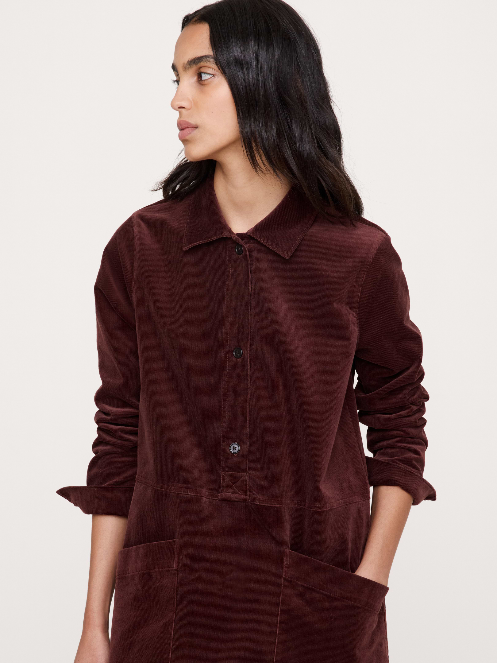 Image 4 of 7, Corduroy Pocket Shirt Dress