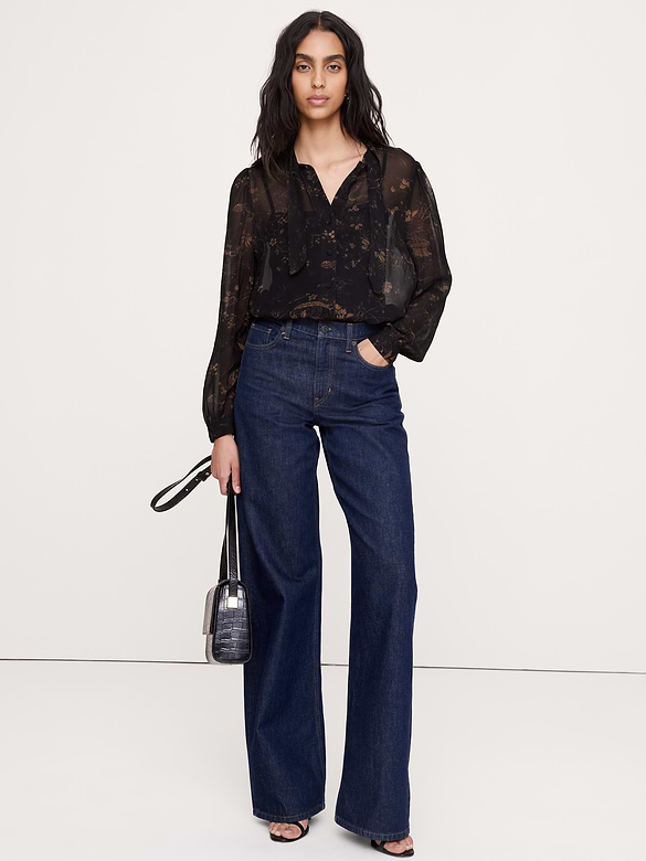 Georgette Tie-Neck Blouse
