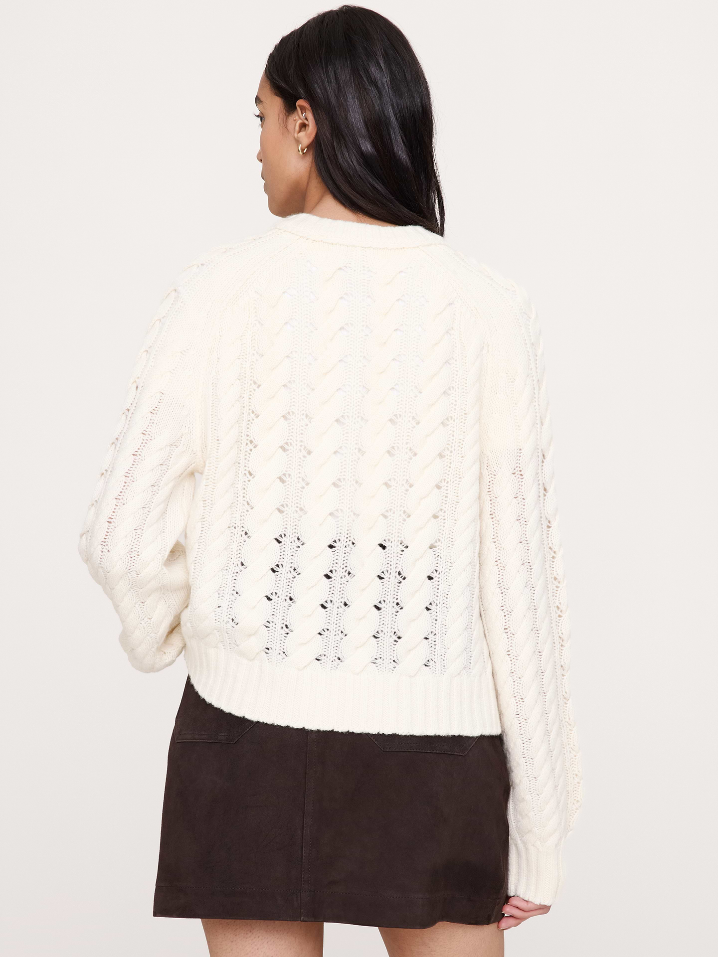 Image 4 of 7, Merino-Yak Cable-Knit Cardigan
