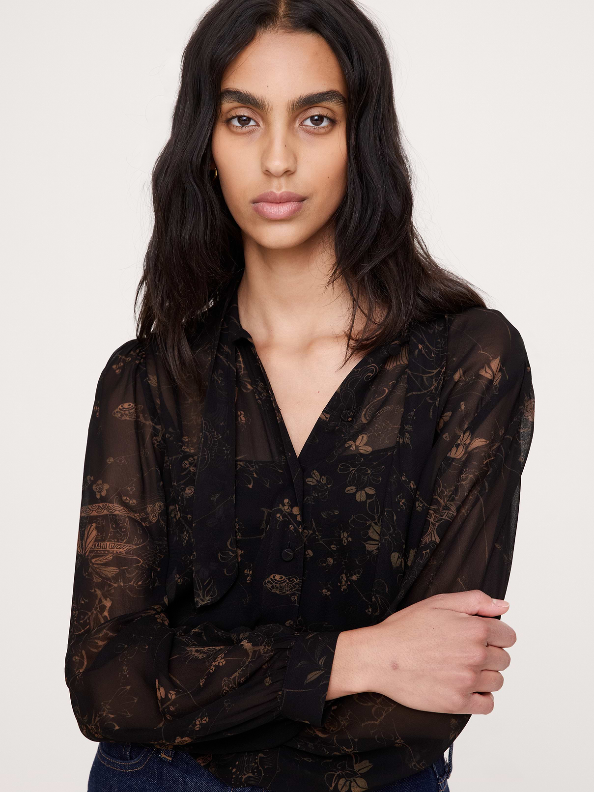 Image 3 of 8, Georgette Tie-Neck Blouse