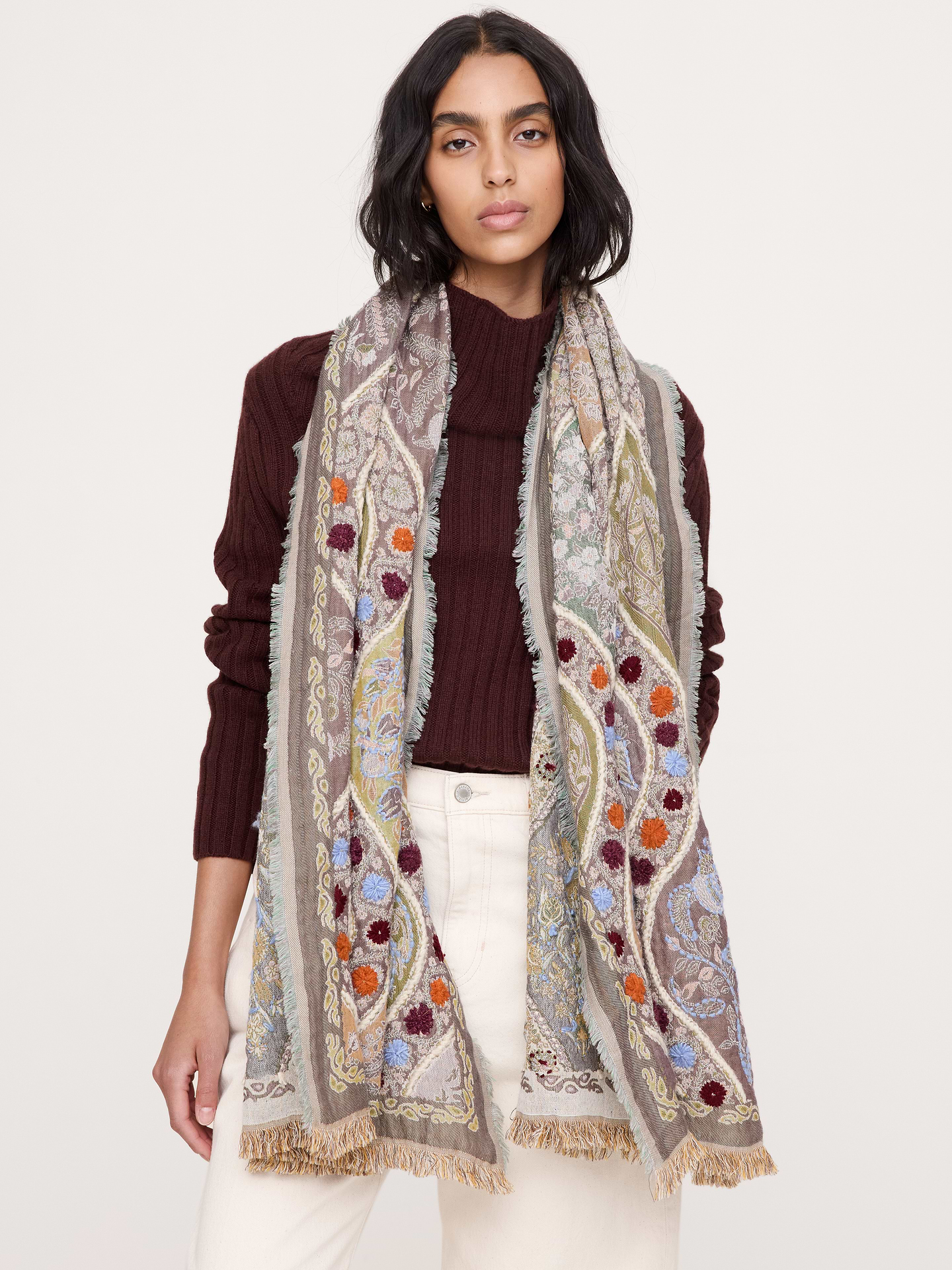 Image 2 of 5, Long Embroidered Scarf by Vismaya