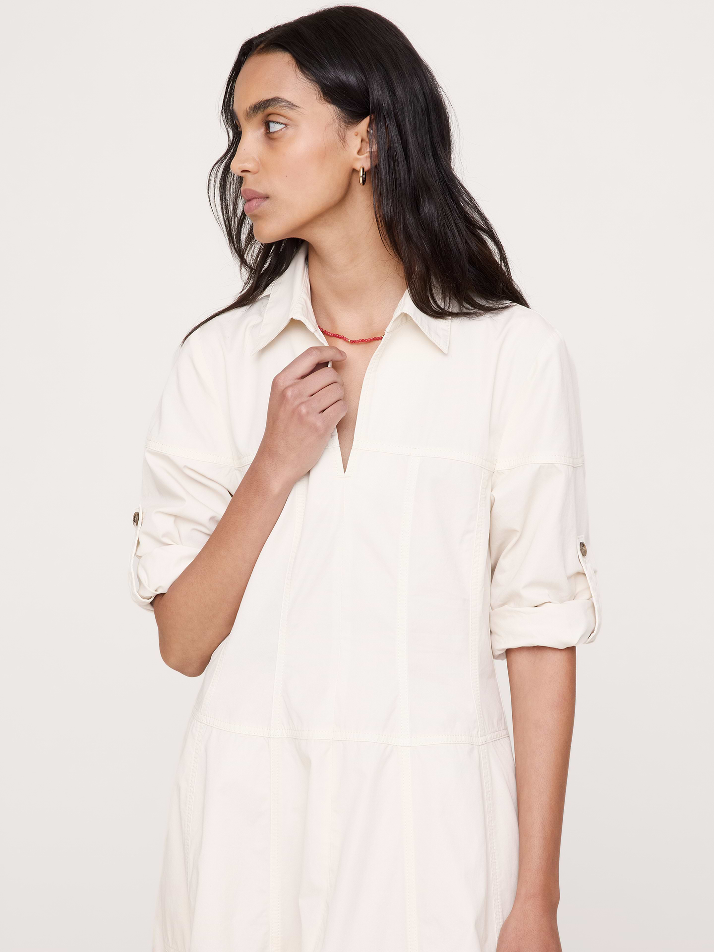 Image number 3 showing, Cotton Twill Paneled Shirt Dress
